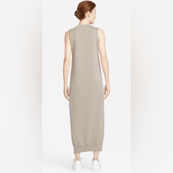 NWT Nike ESC Every Stitch Considered Silk Blend Knit Maxi Dress in Stone - Picture 3 of 6